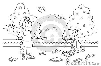 Children Playing In The Park Colouring Pages