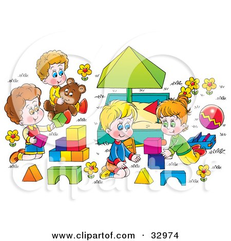 Children Playing Outside Clipart