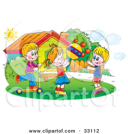 Children Playing Outside Clipart