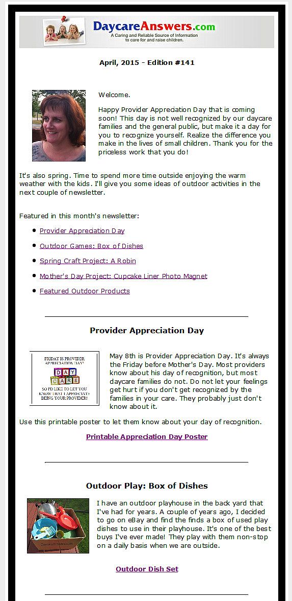 Daycare Newsletter Samples