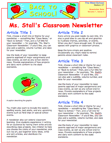Newsletter Templates For Teachers Word